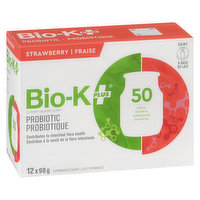 Bio-K+ - Fermented Milk Probiotic Strawberry, 12 Each
