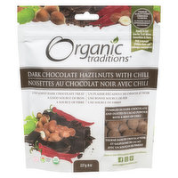 Organic Traditions - Dark Chocolate Hazelnuts with Chili, 227 Gram