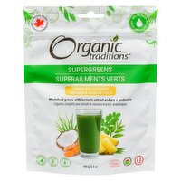 Organic Traditions - Supergreens Pineapple Coconut, 100 Gram