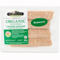 Rossdown - Organic Chicken Bratwurst Sausages, 300 Gram