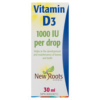 New Roots Herbal - Vitamin D3 1000 IU, 30 Millilitre