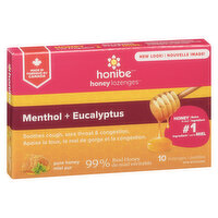 Honibe - Honey Lozenges Pure Honey w/Menthol Eucalyptus, 10 Each