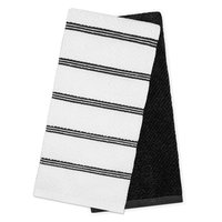 S&Co HOME - Terry Kitchen Towels - Black, 2 Each