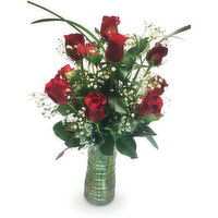 Roses - Floral Arrangement - 1 Dozen in Designer Vase, 1 Each