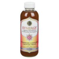 GT's - Synergy Raw Kombucha - Strawberry Lemonade Organic, 480 Millilitre