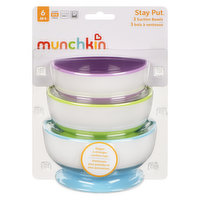Munchkin - Stay Put Suction Bowls - 6+ Months, 3 Each