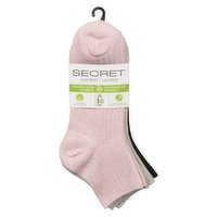 Secret - 3-Pack Ribbed Anklet Socks, 1 Each