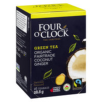 Four O' Clock - Organic Cocont Ginger Green Tea, 16 Each