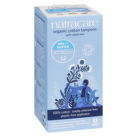 Natracare - Tampons Cotton Super with Applicator, 16 Each