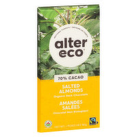Alter Eco - Deep Dark 70% Chocolate Bar - Salted Almonds, 80 Gram