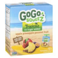 Gogo Squeez - Fruit Sauce, Tropicalz No Sugar Added Apple Pineapple Passion Fruit, 4 Each