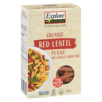 Explore Cuisine - Organic Red Lentil Penne Pasta, 227 Gram