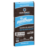 Zazubean - Nutbar Dark Chocolate -  Coconut & Almond, 85 Gram