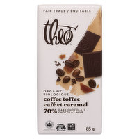 Theo - 70% Dark Chocolate - Coffee Toffee, 85 Gram