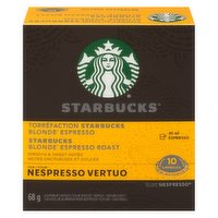 Starbucks Coffee - Nespresso Vertuo Single Serve Pods, Blonde Espresso Roast, 10 Each