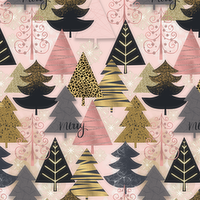 Paper Craft - Christmas Metallic Wrapping Paper, Stylish Trees, 1 Each