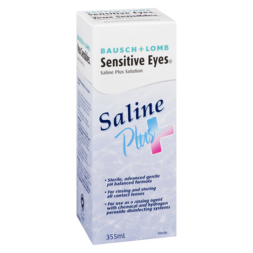 Bausch + Lomb Solution polyvalente Saline Plus Yeux Sensibles Solution  saline. S'utilise comme solution de rinçage avec tous les systèmes de  désinfection. 