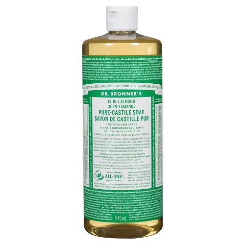 Warm, comforting and slightly sweetlike marzipan or amaretto! Our Almond Pure-Castile Liquid Soap is concentrated, biodegradable, versatile, and effective. Made with organic and certified fair trade ingredients.