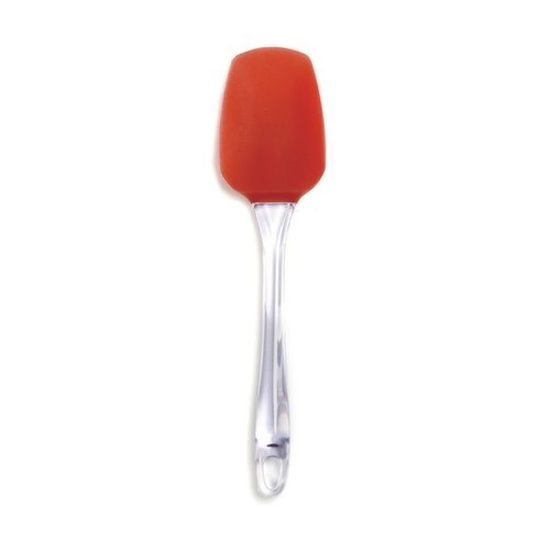 Use this soft silicone scoop for all your baking & cooking jobs. Measures: 10.25" x 2" x .75" / 26cm x 5cm x 2cm.