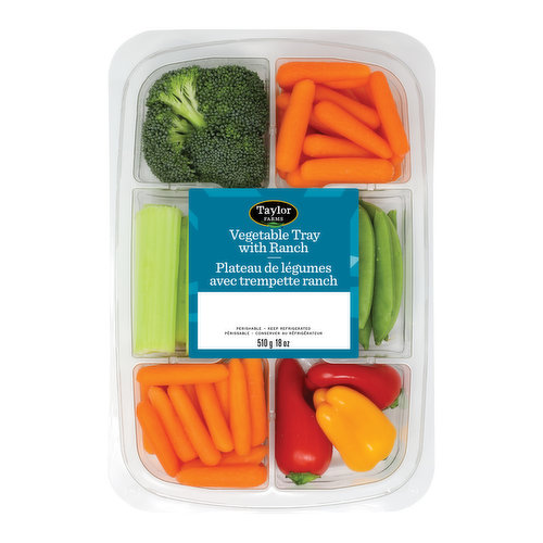 Dont think twice about what to bring to the potluck. These vegetable trays are the healthy & delicious (not to mention easy!) choice. With sweet mini peppers, sugar snap peas, carrots, celery, broccoli & creamy ranch dip your potluck bases are covered. All youll have to do is enjoy the party. Great source of vitamins & minerals.
