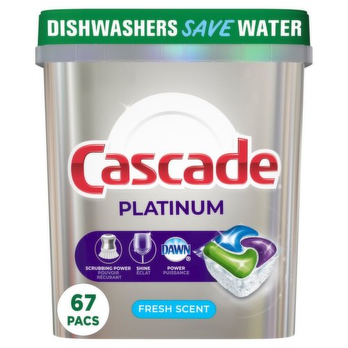 Cascade - Platinum ActionPacs Dishwasher Detergent Pods, Fresh Scent
