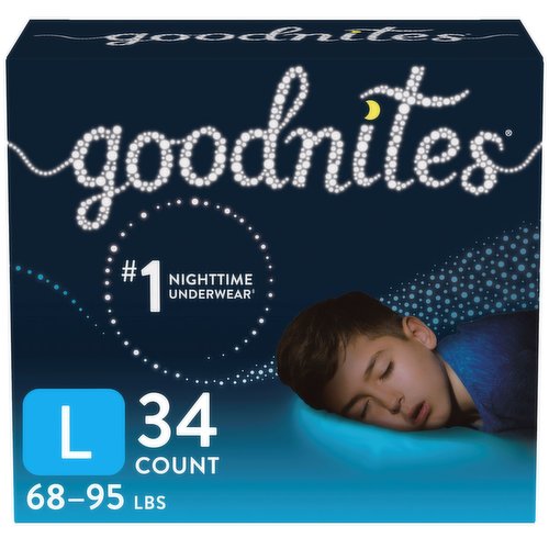 Specifically designed for bedwetting, helps provide outstanding protection for boys. With 20% more absorbency, Goodnites NightTime Underwear are odour absorbing for more discretion, and also offer a better fit and better protection*.