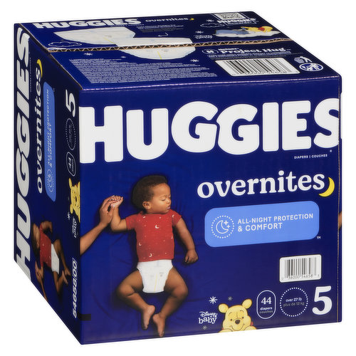 All-night protection and comfort. 44 diapers. Over 27lbs.