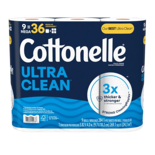 Cottonelle - Ultra Clean Toilet Paper 9 Mega Rolls