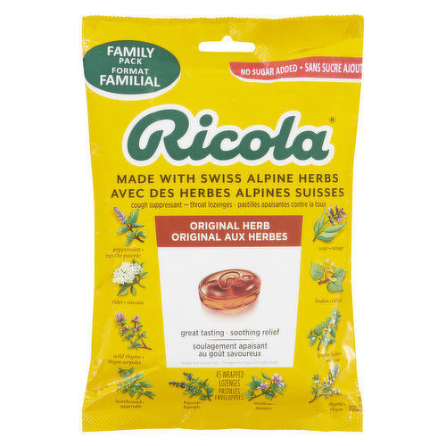 Ricola Herbal Lozenges no added sugar