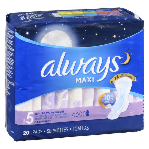Always - Maxi Pads Extra Heavy Overnight Size 5 Wings