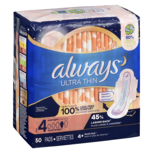 Always - Maxi Pads Extra Heavy Overnight Size 5 Wings - Save-On-Foods