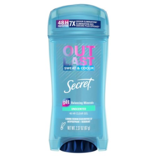 Secret - Womens Outlast Sweat & Odor Clear Gel Deodorant, Unscented