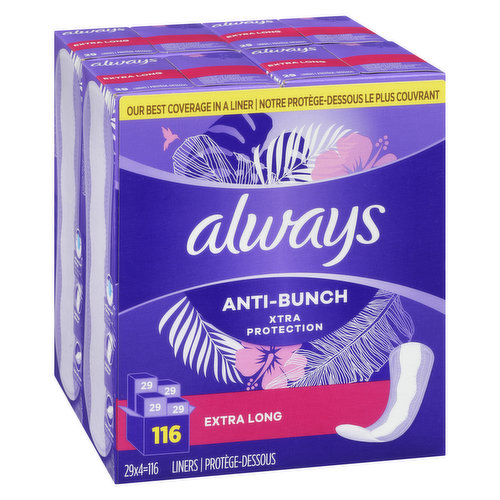 Always - Anti-Bunch Liners, Extra Long