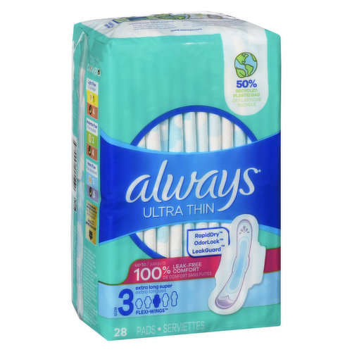 Always - Ultra Thin Extra Long Super Pads - Wings - PriceSmart Foods