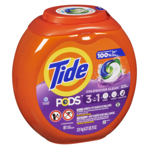 Detergent + Stain Remover + Brightener. The new & improved Tide PODS Spring Meadow laundry detergent pacs are super concentrated with up to 90 percent cleaning ingredients to rejuvenate even dingy clothes for brighter brights & whiter whites, wash after wash.<strong>F</strong>ormulated with quick-collapsing Smart Suds, which target tough stains & work in both HE & standard washing machines.Keep out of reach of children.