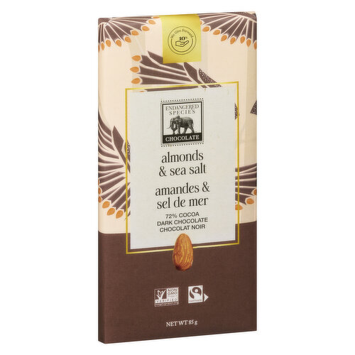 Endangered Species - Chocolate Bar - Dark Chocolate with Sea Salt & Almonds