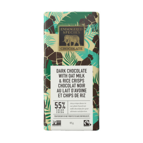 Endangered Species - Dark Chocolate Bar with Oat Milk Rice Crisps