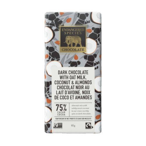 Endangered Species - Dark Chocolate Bar with Oat Milk Coconut & Almonds