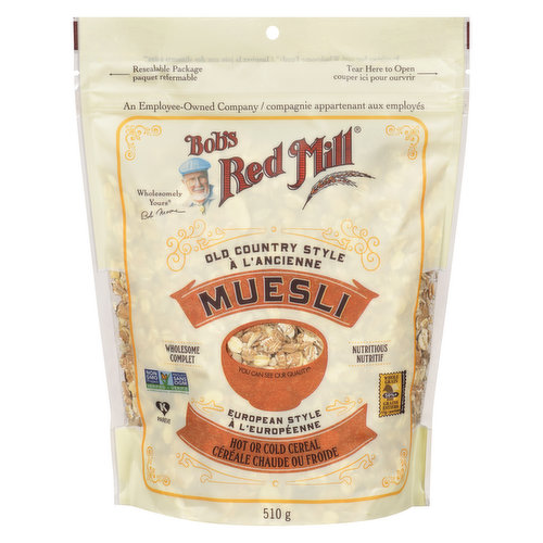 A traditional European-inspired cereal made from a blend of whole grains, nuts, seeds and dried fruit. It is terrific topped with milk as cold cereal or warmed up as a hearty hot cereal.
