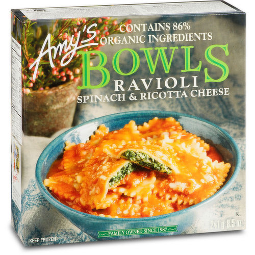 Amys - Organic Bowls - Spinach Ravioli