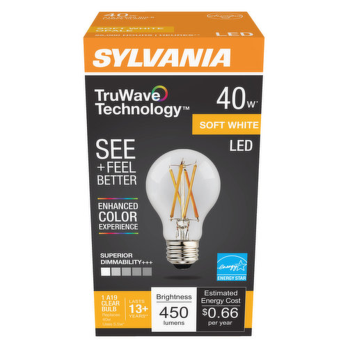 Sylvania - LED 40W A19 Soft White Clear Bulb