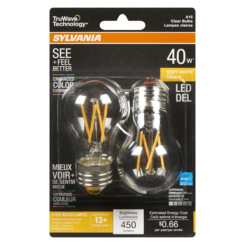 Sylvania - LED 40W A15 Soft White Bulbs Clear