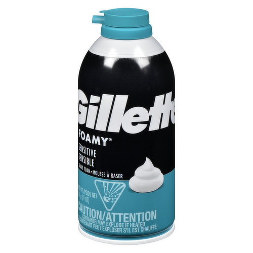 GILLETTE Foamy Sensitive, Espuma para Afeitar Piel Sensible de