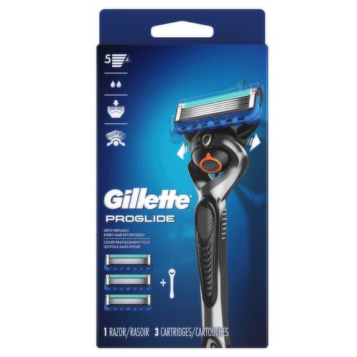 Five antifriction blades. FlexBall technology moves with every angle of your face. Microfinsgently stretch and smooth skin for a close shave. Precision Trimmer on the back for hard-to-reach places and styling.Enhanced lubrastrip add comfort and glide