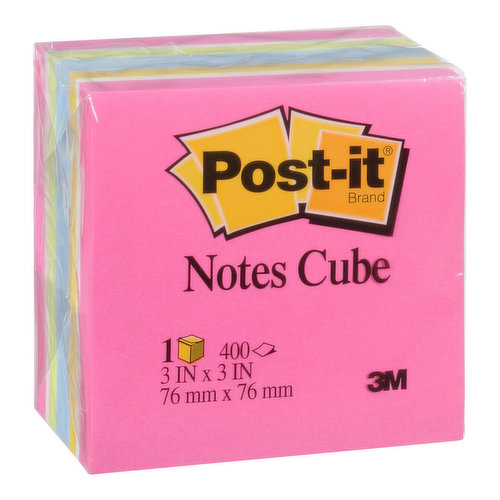 400 Sheet Cube. 3in x 3in, 76mm x 76mm.