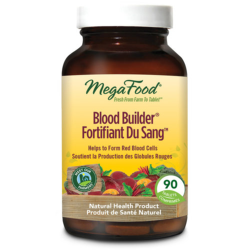 MegaFood Blood Builder is one of our top-selling products for a reason: it?s clinically shown to increase iron levels without common gastrointestinal side effects such as nausea or constipation (there, we said it!).* We make it with nourishing, whole foods, like beets and organic oranges, plus folic acid and B12 for healthy red blood cell production, and vitamin C to support iron absorption.* Oh, and did we tell you it?s safe to take on an empty stomach? If building your blood without missing a beet (see what we did there?) sounds up your alley, this is the product for you.*