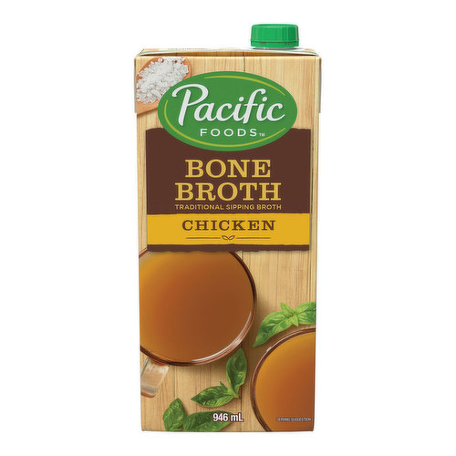 Our Organic Chicken Bone Broth with sea salt is a delicious, satisfying addition to your everyday routine. We slow-simmer organic chicken bones with vegetables, vinegar, rosemary, and a pinch of sea salt for a savory bone broth full of naturally occurring collagen. Traditionally sipped by the cup, this bone broth is ready to drinkjust pour, heat and enjoy! This broth is great for anyone with special dietary needs, as it is gluten-free, soy-free, wheat-free and yeast-free.