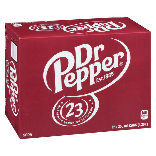 Dr. Pepper Soda, 12 x 355-ml