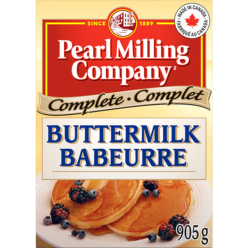 Made in Canada, same great taste (Aunt Jemima) Complete Buttermilk Pancake mix, just add water.