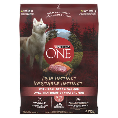 <table border="0" cellpadding="0" cellspacing="0"><tbody><tr><td>Dry dog food with real beef as the #1 ingredient, made with real salmon. Contains 32% protein for strong muscles, including a healthy heart</td></tr></tbody></table>